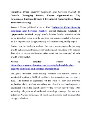 Industrial Cyber Security Solutions and Services Market Forecasts 2035