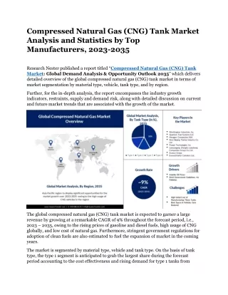 Compressed Natural Gas (CNG) Tank Market Analysis and Statistics 2035