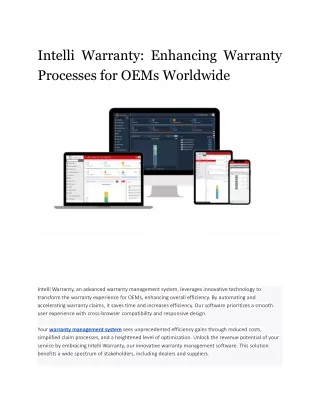 Intelli Warranty_ Enhancing Warranty Processes for OEMs