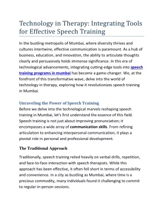 Technology in Therapy - Integrating Tools for Effective Speech Training