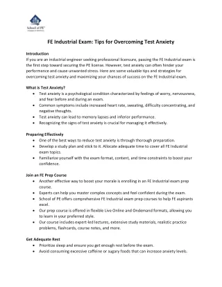 FE Industrial Exam Tips for Overcoming Test Anxiety