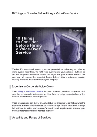 10 Things to Consider Before Hiring a Voice-Over Service