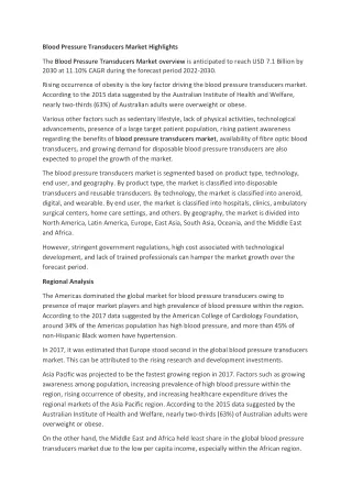Blood Pressure Transducers Market