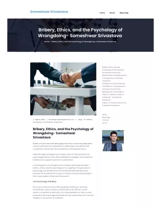 Bribery, Ethics, and the Psychology of Wrongdoing- Someshwar Srivastava