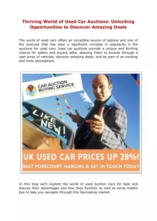 Thriving World of Used Car Auctions Unlocking Opportunities to Discover Amazing Deals