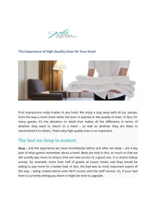 The Importance of High-Quality Linen for Your Hotel - Petersfield Linen Services