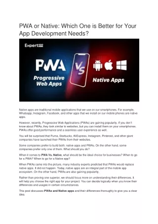 PWA or Native: Which One is Better for Your App Development Needs?
