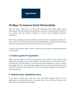 29 Ways To Improve Email Deliverability - Spotler