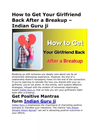How to Get Your Girlfriend Back After a Breakup – Indian Guru ji (1)