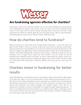 Are fundraising agencies effective for charities - Wesser