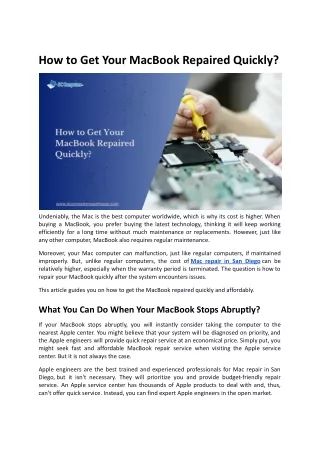 How to Get Your MacBook Repaired Quickly?