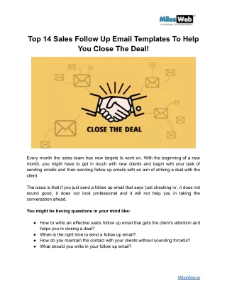 Top 14 Sales Follow Up Email Templates To Help You Close The Deal!