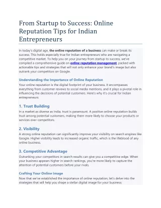 From Startup to Success - Online Reputation Tips for Indian Entrepreneurs