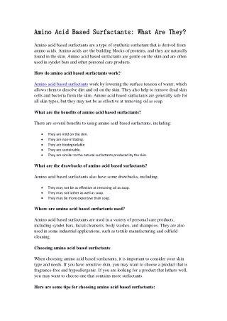 Amino Acid Based Surfactants