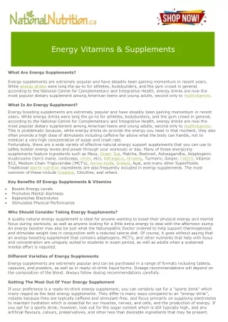 Energy Vitamins & Supplements