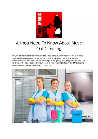 All You Need To Know About Move Out Cleaning