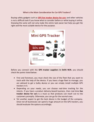 What is the Main Consideration for Car GPS Trackers?