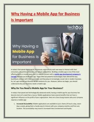 Why Having a Mobile App for Business Is Important