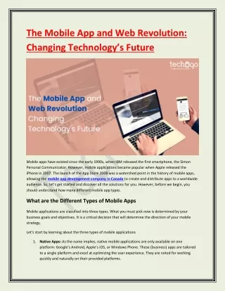 The Mobile App and Web Revolution-Changing Technology’s Future