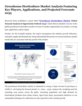 Greenhouse Horticulture Market growth analysis 2035