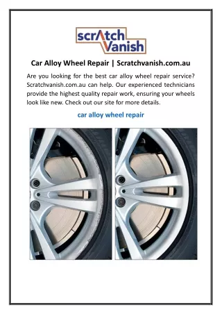 Car Alloy Wheel Repair | Scratchvanish.com.au