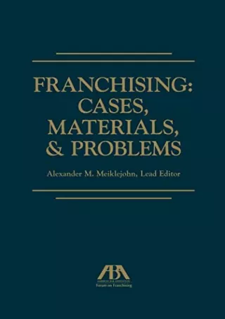 [PDF] Franchising: Cases, Materials, and Problems