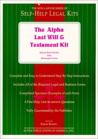 [Ebook] The Alpha Last Will and Testament Kit: Special Book Edition With Removable Forms