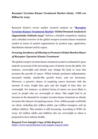 Receptor Tyrosine Kinase Treatment Market Attain ~USD 110 Billion by 2035