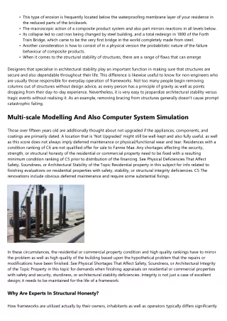 General Elements On Architectural Stability