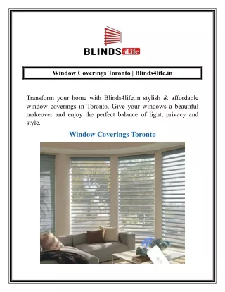 Window Coverings Toronto  Blinds4life.in