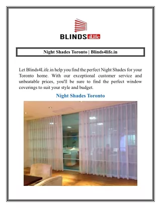 Night Shades Toronto  Blinds4life.in