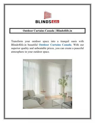 Outdoor Curtains Canada  Blinds4life.in