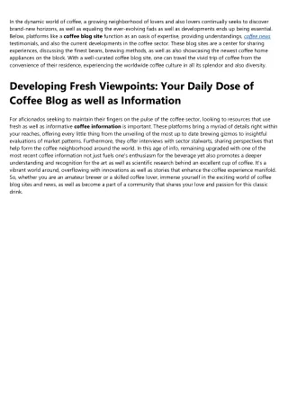 5 Essential Elements For coffee news