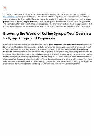 Top syrup pumps Secrets