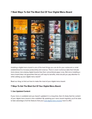 7 Best Ways To Get The Most Out Of Your Digital Menu Board