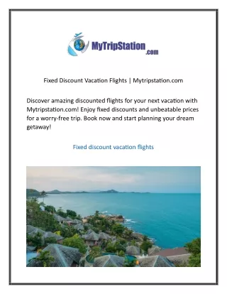 Fixed Discount Vacation Flights Mytripstation