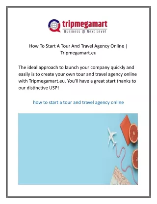 How To Start A Tour And Travel Agency Online Tripmegamart.eu