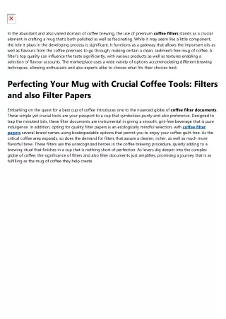 Not known Details About coffee filters