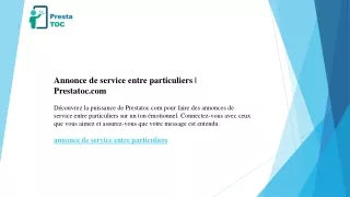 Annonce de service entre particuliers  Prestatoc.com