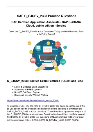 Free SAP C_S4CSV_2308 Exam Questions - Start Preparation with Success Guarantee