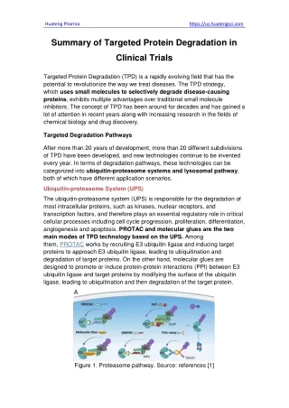 Summary of Targeted Protein Degradation in Clinical Trials