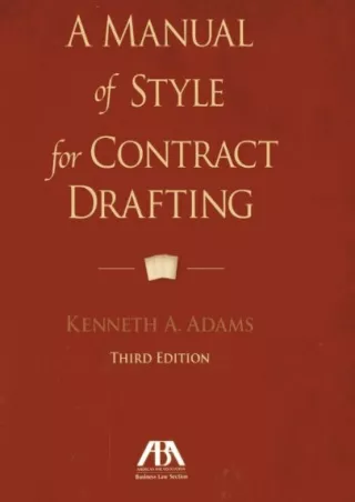 READ [PDF] A Manual of Style for Contract Drafting