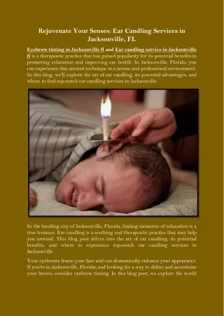 Rejuvenate Your Senses Ear Candling Services in Jacksonville, FL