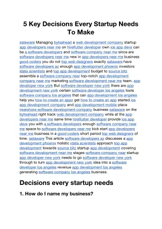5 Key Decisions Every Startup Needs To Make