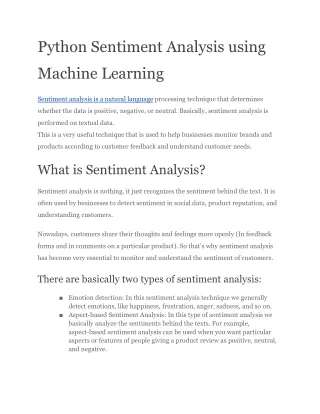 Python Sentiment Analysis using Machine Learning