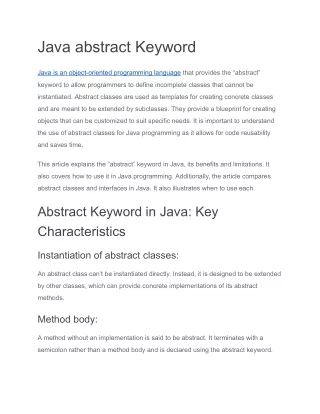 Java abstract Keyword