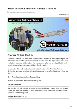Know All About American Airlines Check In