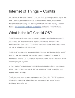 Internet of Things – Contiki