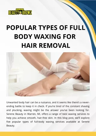 Popular Types of Full Body Waxing For  Hair Removal