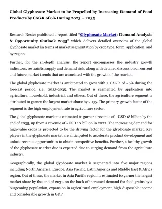 Glyphosate Market Outlook 2023-2035